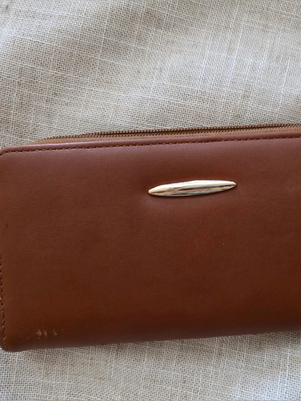 Brown Zip Wallet with‎ Metal Accent Vintage Classic Fashion Boho Style